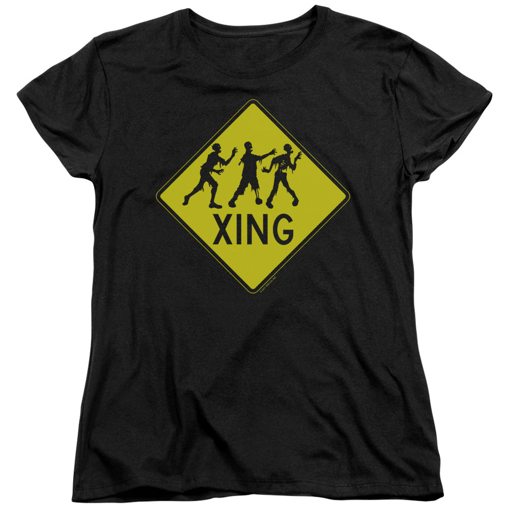 Zombie Xing - Short Sleeve Womens Tee - Black T-shirt