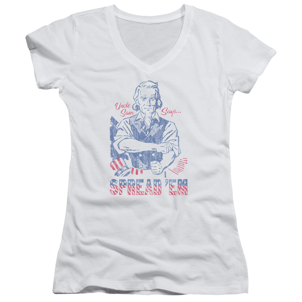 Spread Em - Junior V-neck - White