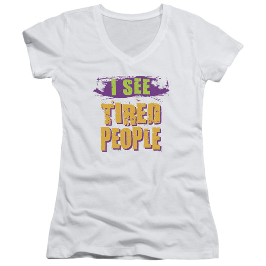 I See Tired People - Junior V-neck - White