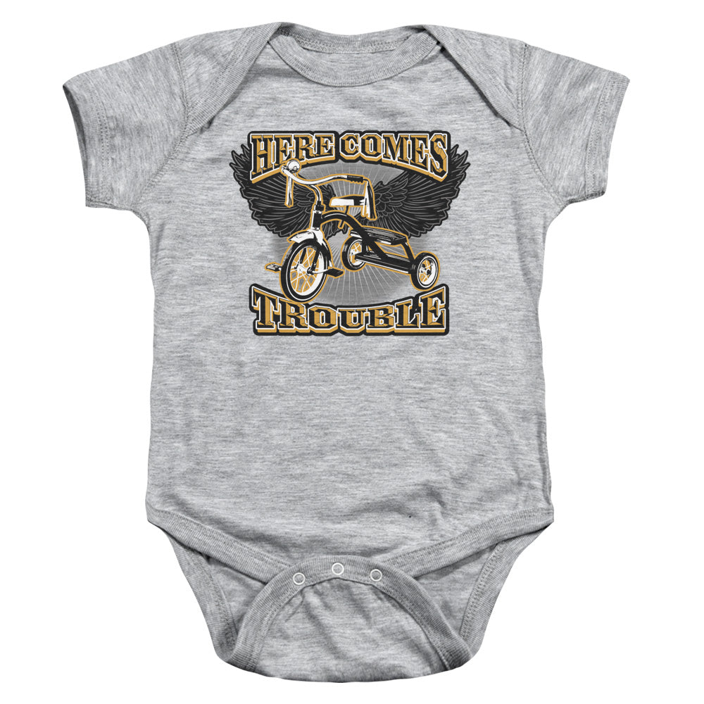 Here Comes Trouble - Infant Snapsuit - Athletic Heather