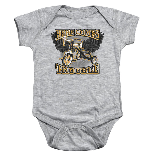 Here Comes Trouble - Infant Snapsuit - Athletic Heather