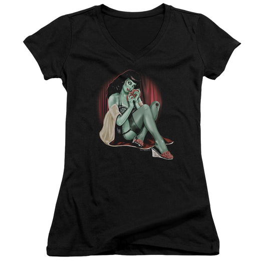 Zombie Pin  Up All A Girl Wants - Junior V-neck - Black