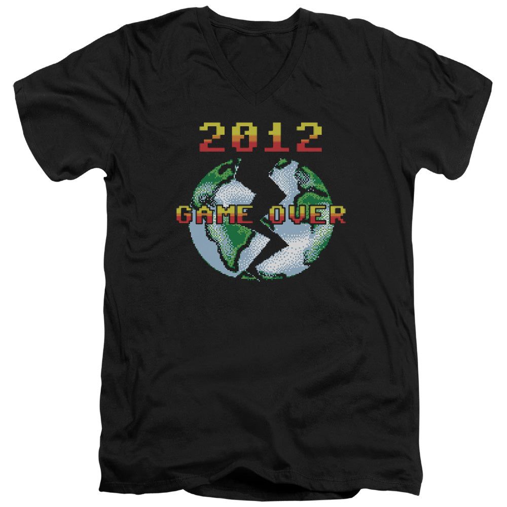 Game Over - Short Sleeve Adult V-neck - Black T-shirt