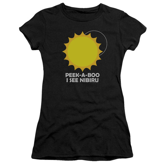 I See Nibiru - Short Sleeve Junior Sheer - Black T-shirt