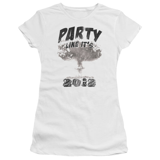 Party Like Its 2012 - Short Sleeve Junior Sheer - White T-shirt