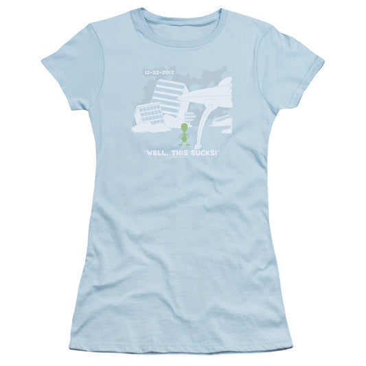 Late To The Party - Short Sleeve Junior Sheer - Light Blue T-shirt