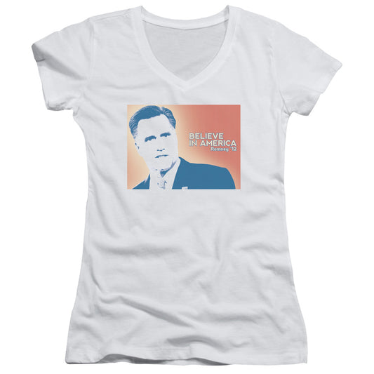 Believe In America - Junior V-neck - White