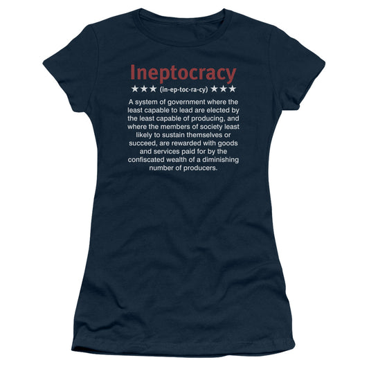 Ineptocracy - Short Sleeve Junior Sheer - Navy T-shirt