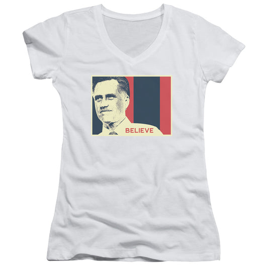 Believe Again - Junior V-neck - White