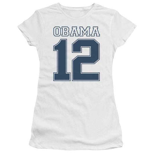 Obama 12 - Short Sleeve Junior Sheer - White T-shirt