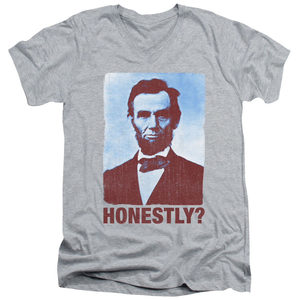 Honestly Abe - Short Sleeve Adult V-neck - Athletic Heather T-shirt
