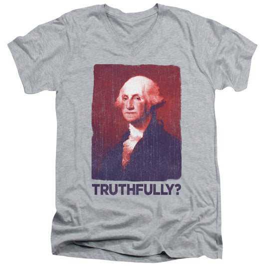 Truthfully George - Short Sleeve Adult V-neck - Athletic Heather T-shirt