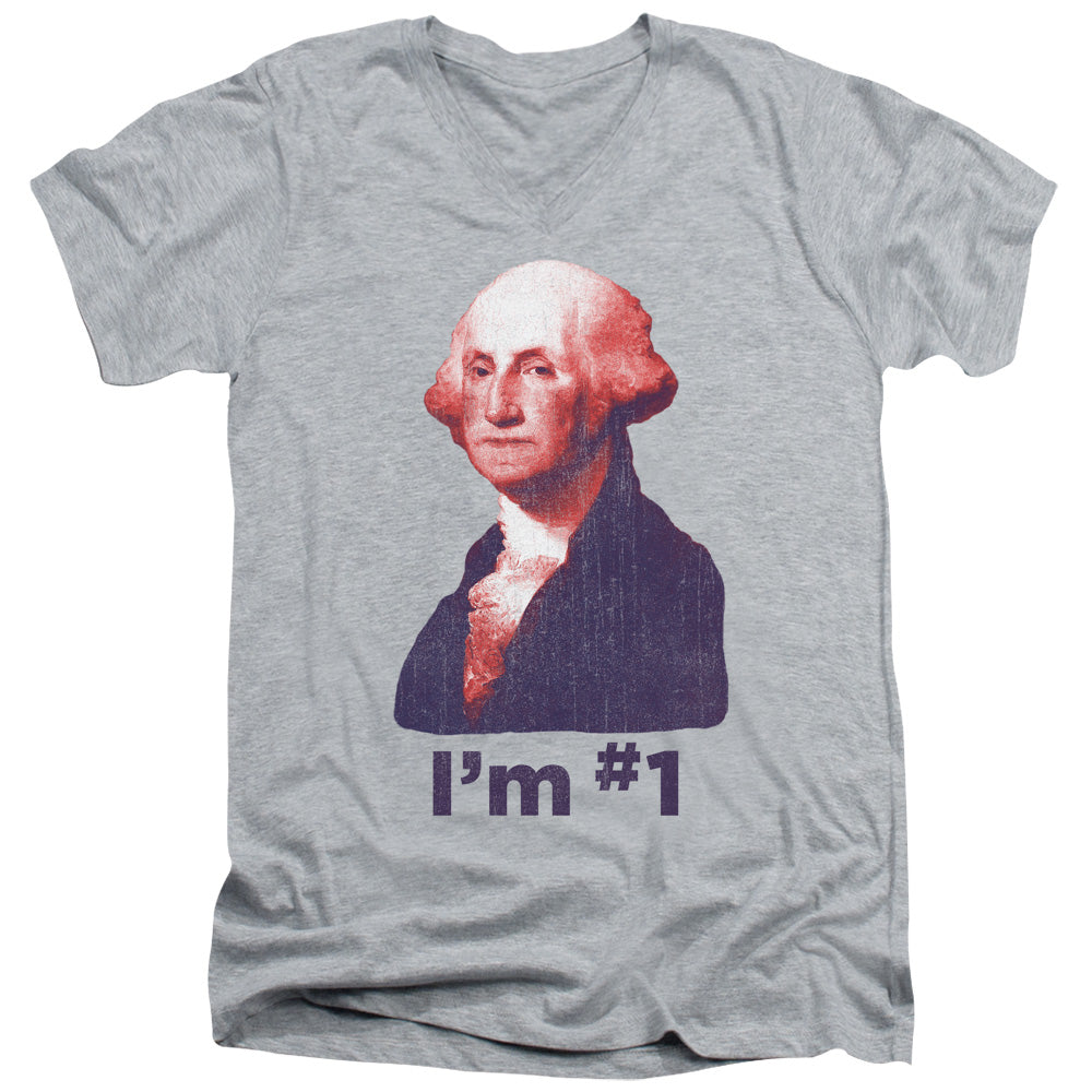 George No1 - Short Sleeve Adult V-neck - Athletic Heather T-shirt