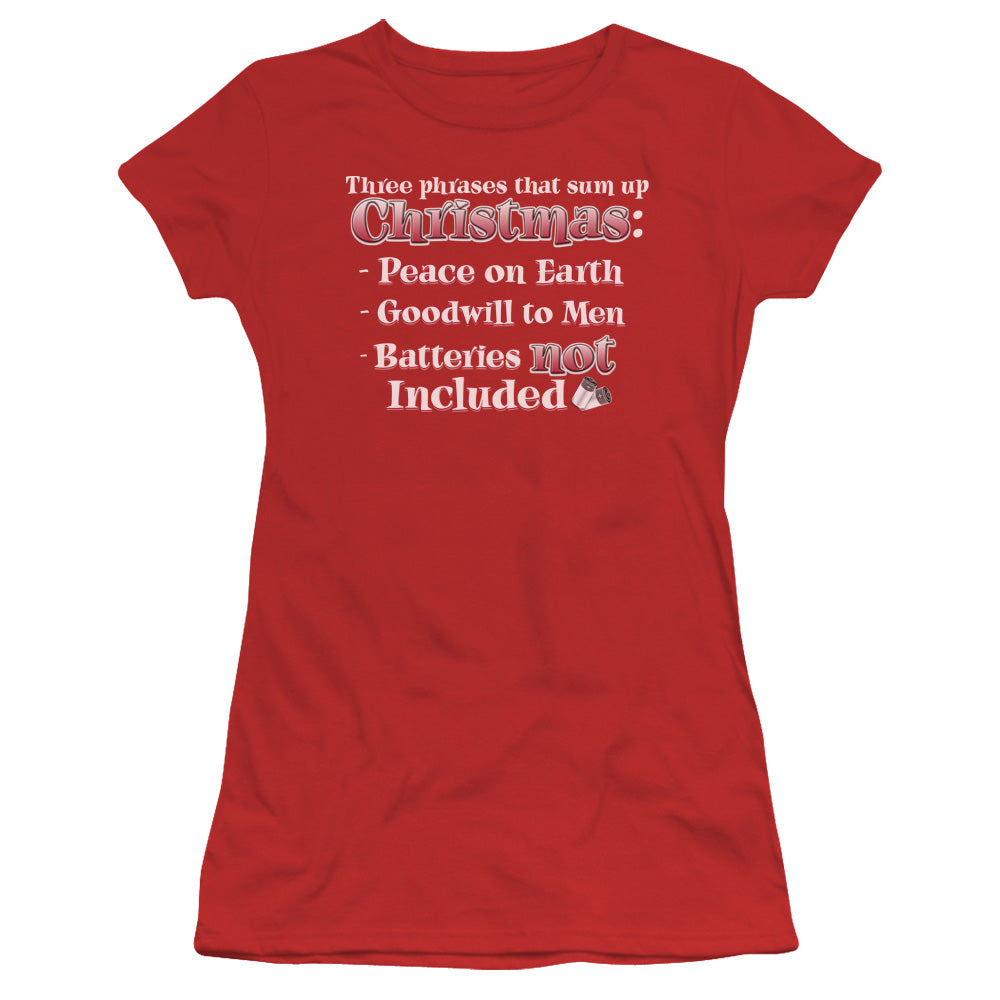 Three Phrases - Short Sleeve Junior Sheer - Red T-shirt