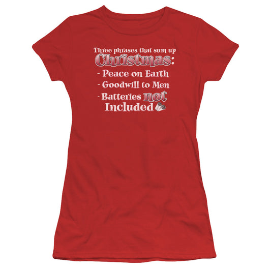 Three Phrases - Short Sleeve Junior Sheer - Red T-shirt