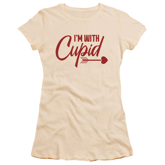 Im With Cupid - Short Sleeve Junior Sheer - Cream T-shirt