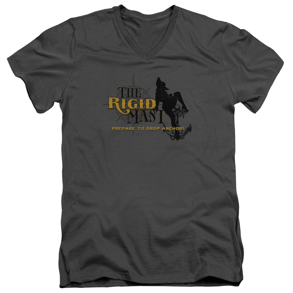 The Rigid Mast - Short Sleeve Adult V-neck - Charcoal T-shirt
