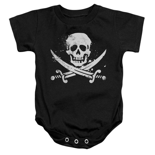 Distressed Jolly Roger-infant Snapsuit - Black