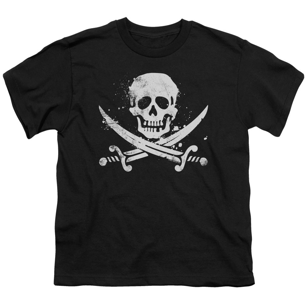 Distressed Jolly Roger - Short Sleeve Youth 18 - 1 - Black T-shirt