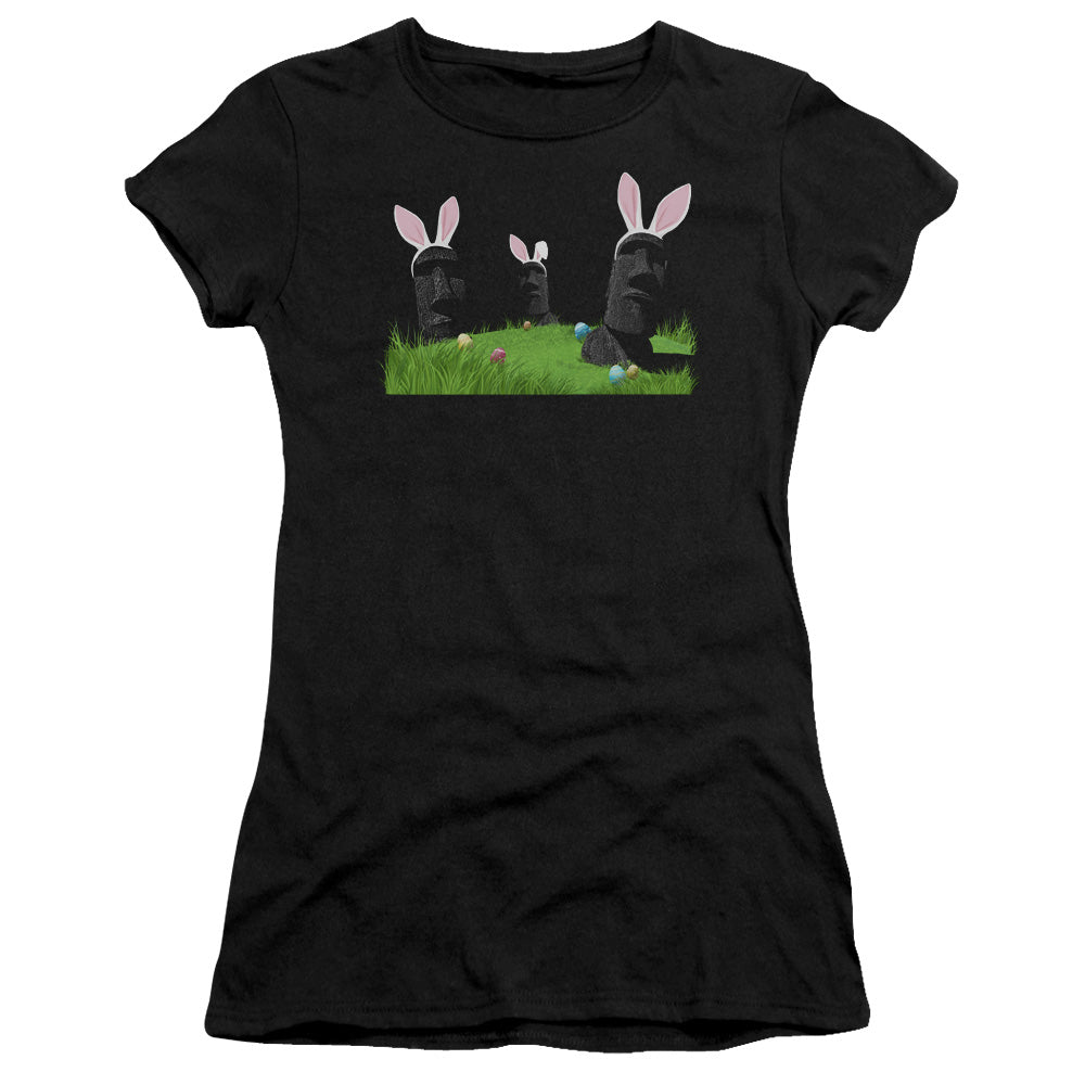 Easter Island - Short Sleeve Junior Sheer - Black T-shirt