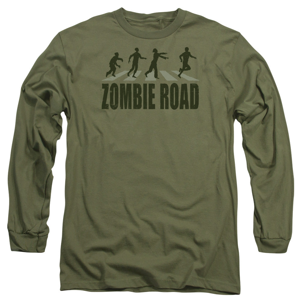 Zombie Road - Long Sleeve Adult 18 - 1 - Military Green T-shirt