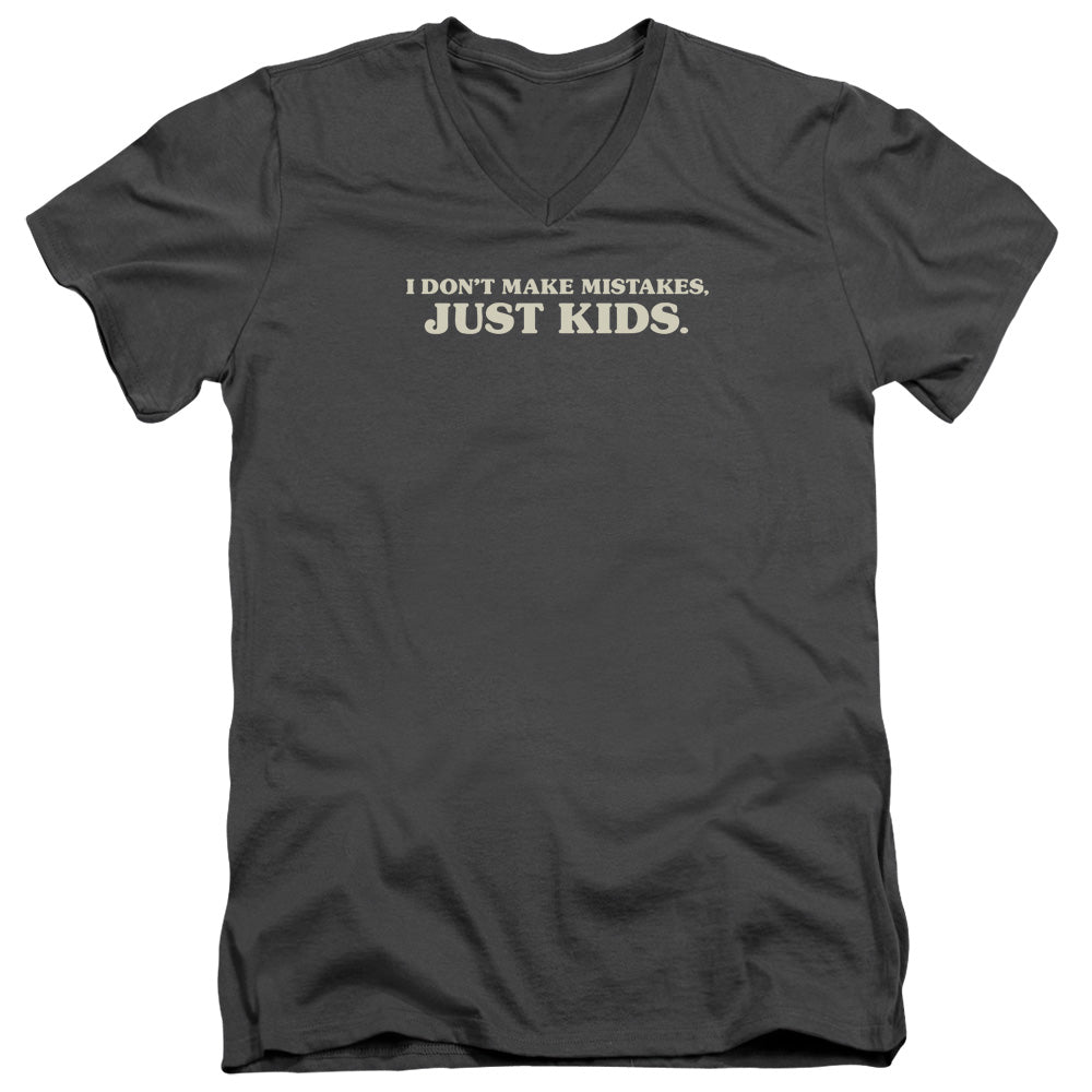 Kid Mistakes - Short Sleeve Adult V-neck - Charcoal T-shirt