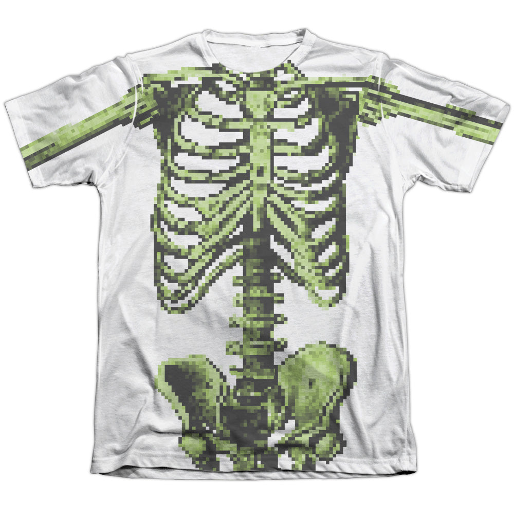 8 Bit Skeleton - Adult Poly - Cotton Short Sleeve Tee - White T-shirt