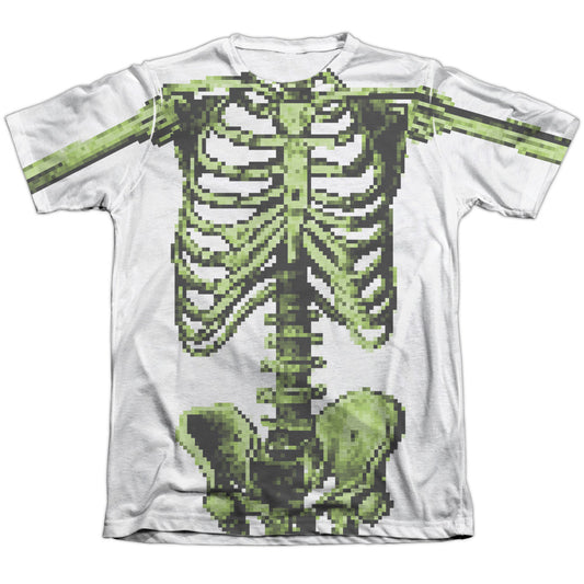 8 Bit Skeleton - Adult Poly - Cotton Short Sleeve Tee - White T-shirt
