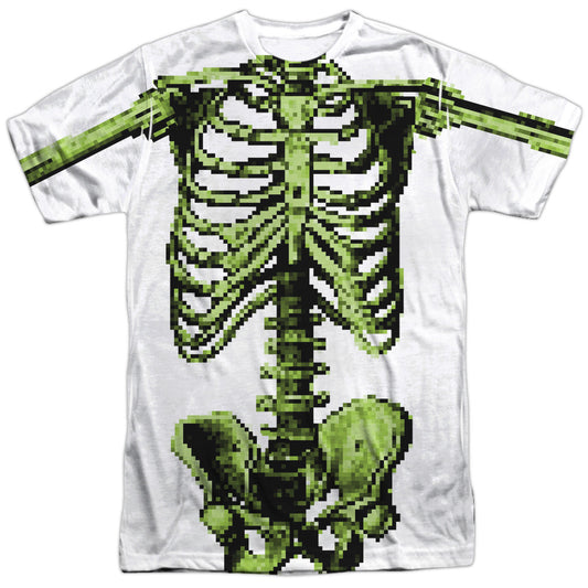 8 Bit Skeleton - Short Sleeve Adult Poly Crew - White T-shirt