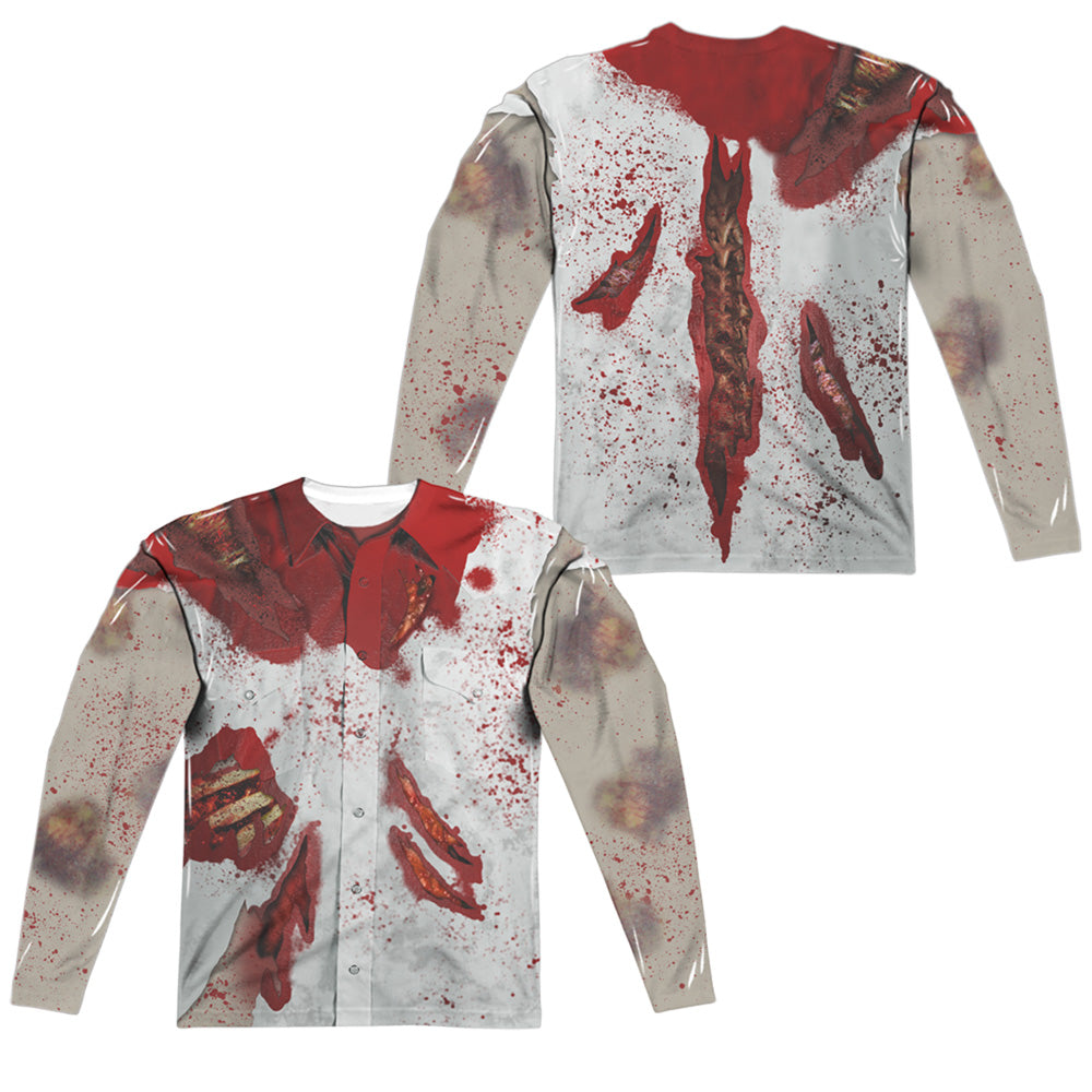 Rippied Zombie (Front - Back Print) - Long Sleeve Adult Poly Crew  - White T-shirt