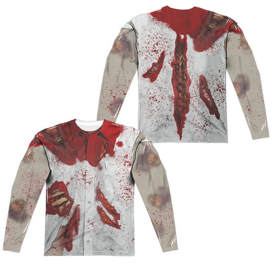 Rippied Zombie (Front - Back Print) - Long Sleeve Adult Poly Crew  - White T-shirt