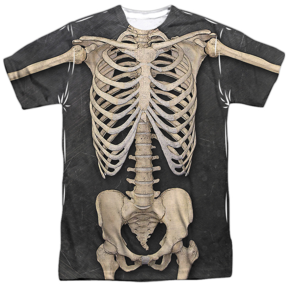 Skeleton Costume - Short Sleeve Adult Poly Crew - White T-shirt