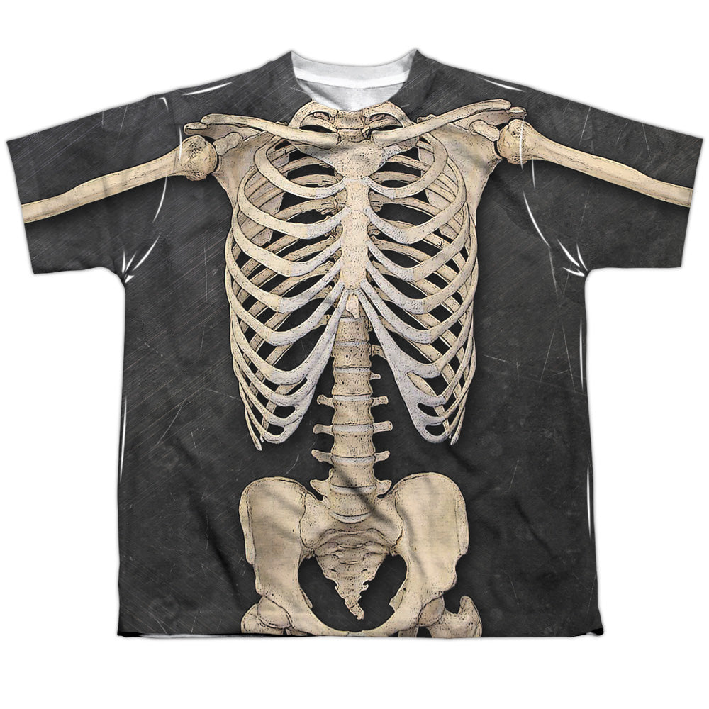 Skeleton Costume - Short Sleeve Youth Poly Crew - White T-shirt
