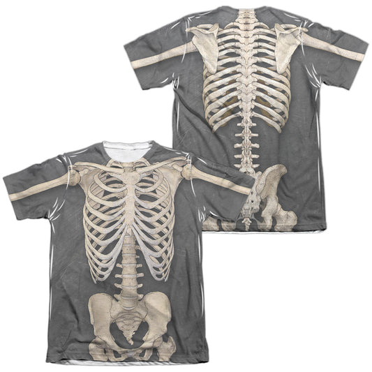 Skeleton Costume (Front - Back Print) - Adult Poly/cotton Short Sleeve Tee - White T-shirt