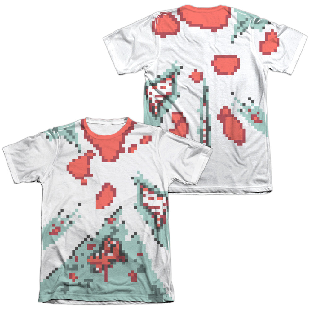 8 Bit Zombie (Front - Back Print) - Adult Poly/cotton Short Sleeve Tee - White T-shirt