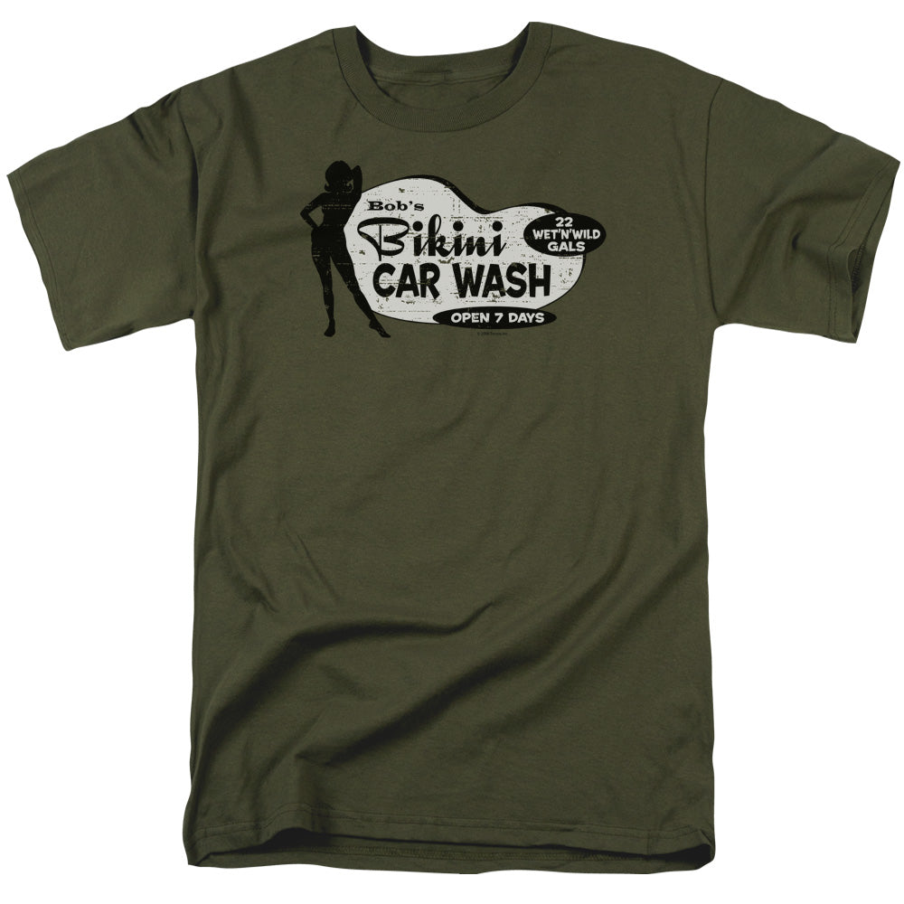 Bobs Bikini Car Wash - Short Sleeve Adult 18 - 1 - Military Green T-shirt