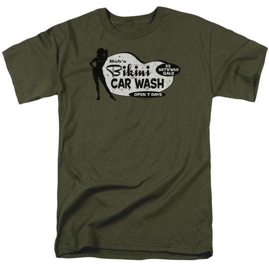Bobs Bikini Car Wash - Short Sleeve Adult 18 - 1 - Military Green T-shirt
