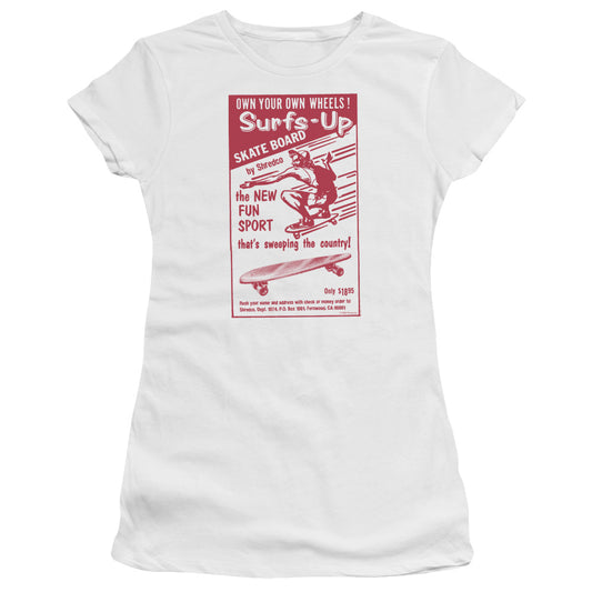 Surfs Up - Short Sleeve Junior Sheer - White T-shirt