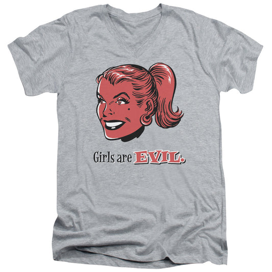 Girls Are Evil - Short Sleeve Adult V-neck - Athletic Heather T-shirt