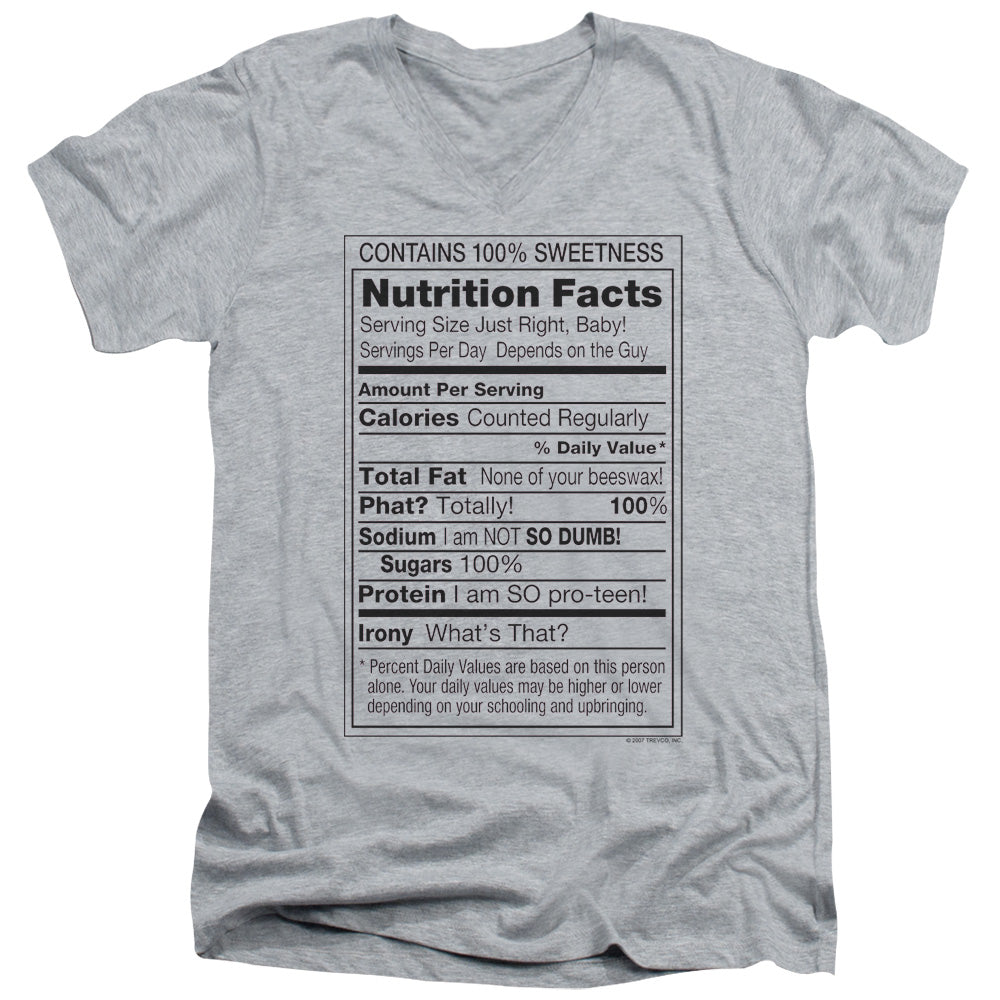 100% Sweetness - Short Sleeve Adult V-neck - Athletic Heather T-shirt