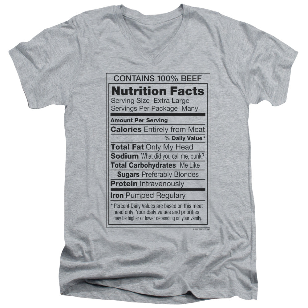 100% Beef - Short Sleeve Adult V-neck - Athletic Heather T-shirt