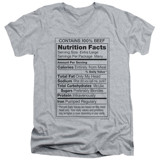 100% Beef - Short Sleeve Adult V-neck - Athletic Heather T-shirt