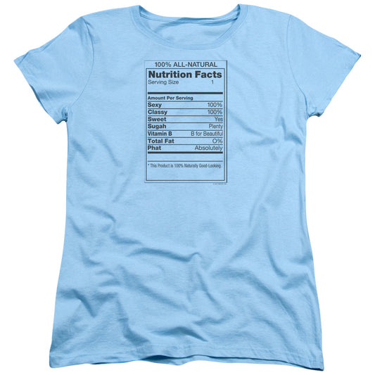 100% All Natural - Short Sleeve Womens Tee - Light Blue T-shirt