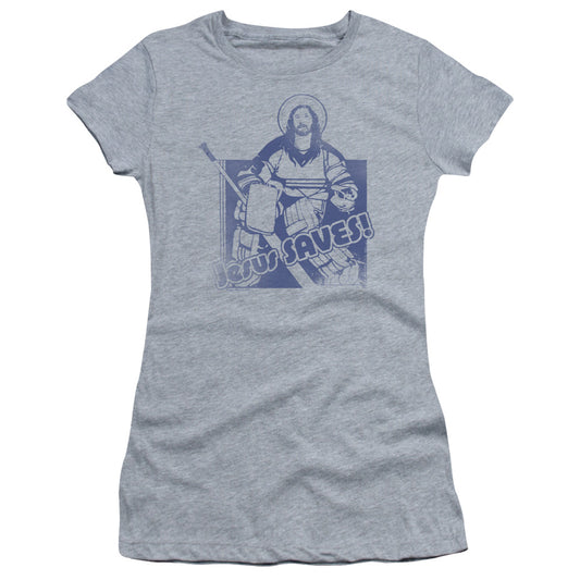Jesus Saves - Short Sleeve Junior Sheer - Athletic Heather T-shirt