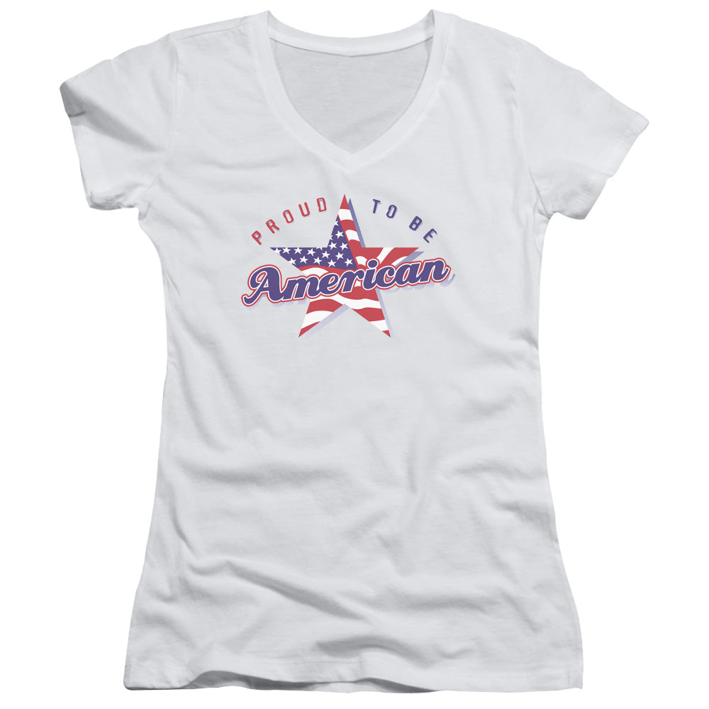Proud To Be American - Junior V-neck - White