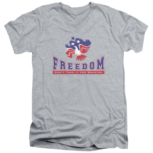 Freedom - Short Sleeve Adult V-neck - Athletic Heather T-shirt
