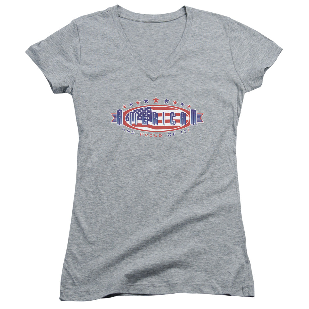 American And Proud - Junior V-neck - Athletic Heather