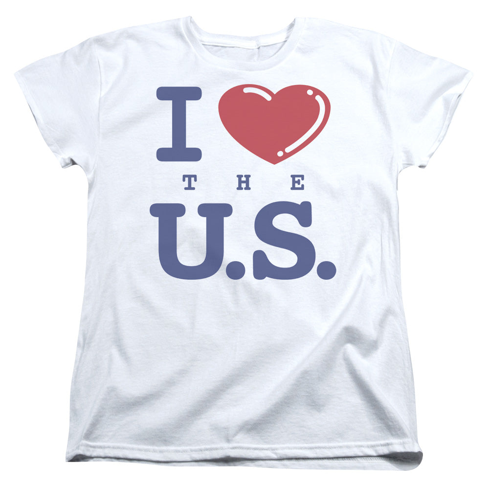 I Love The Us - Short Sleeve Womens Tee - White T-shirt