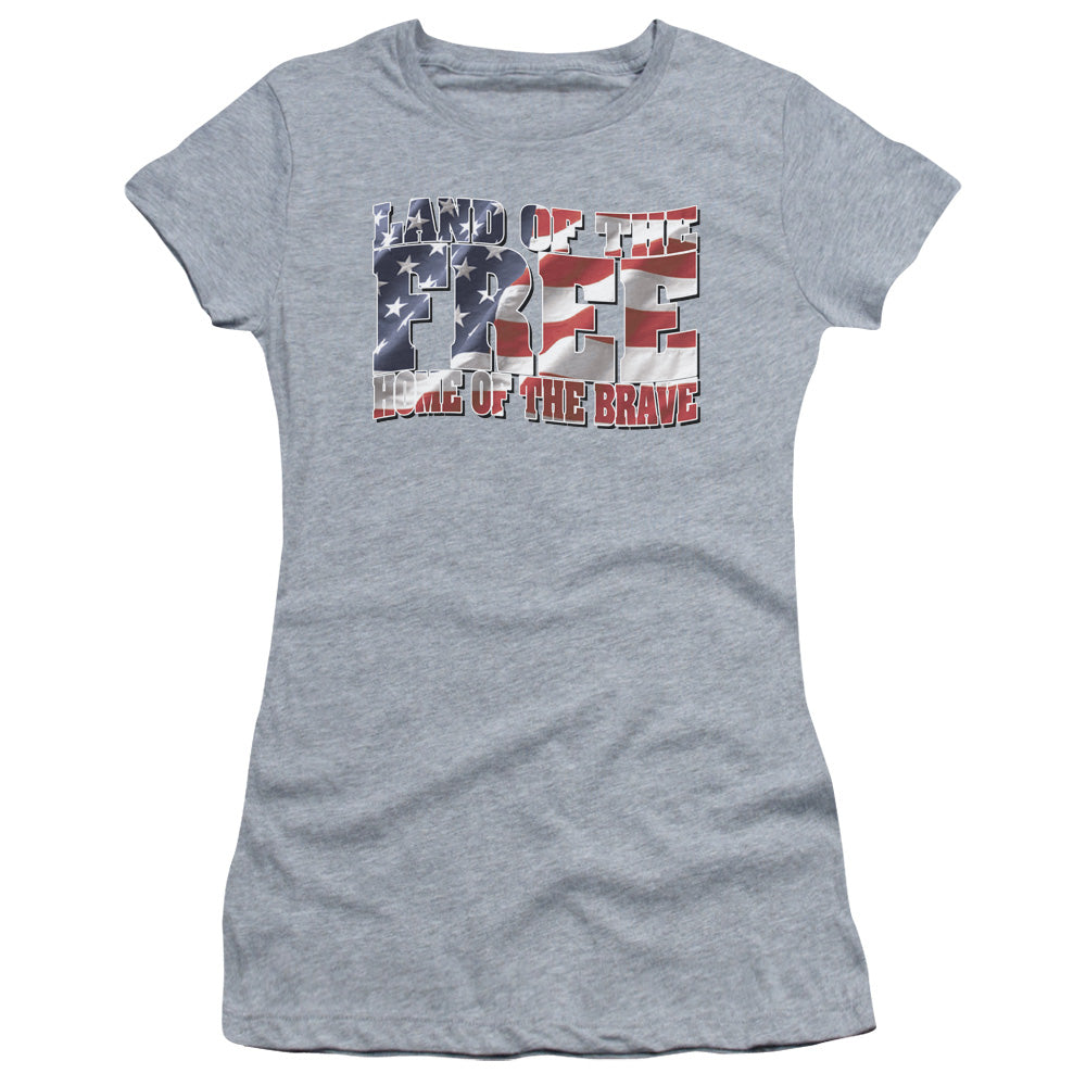 Land Of The Free - Short Sleeve Junior Sheer - Athletic Heather T-shirt