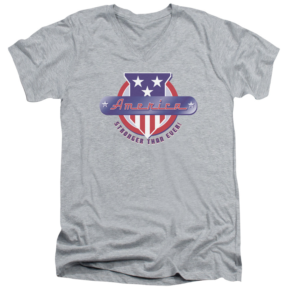 Stronger Than Ever - Short Sleeve Adult V-neck - Athletic Heather T-shirt